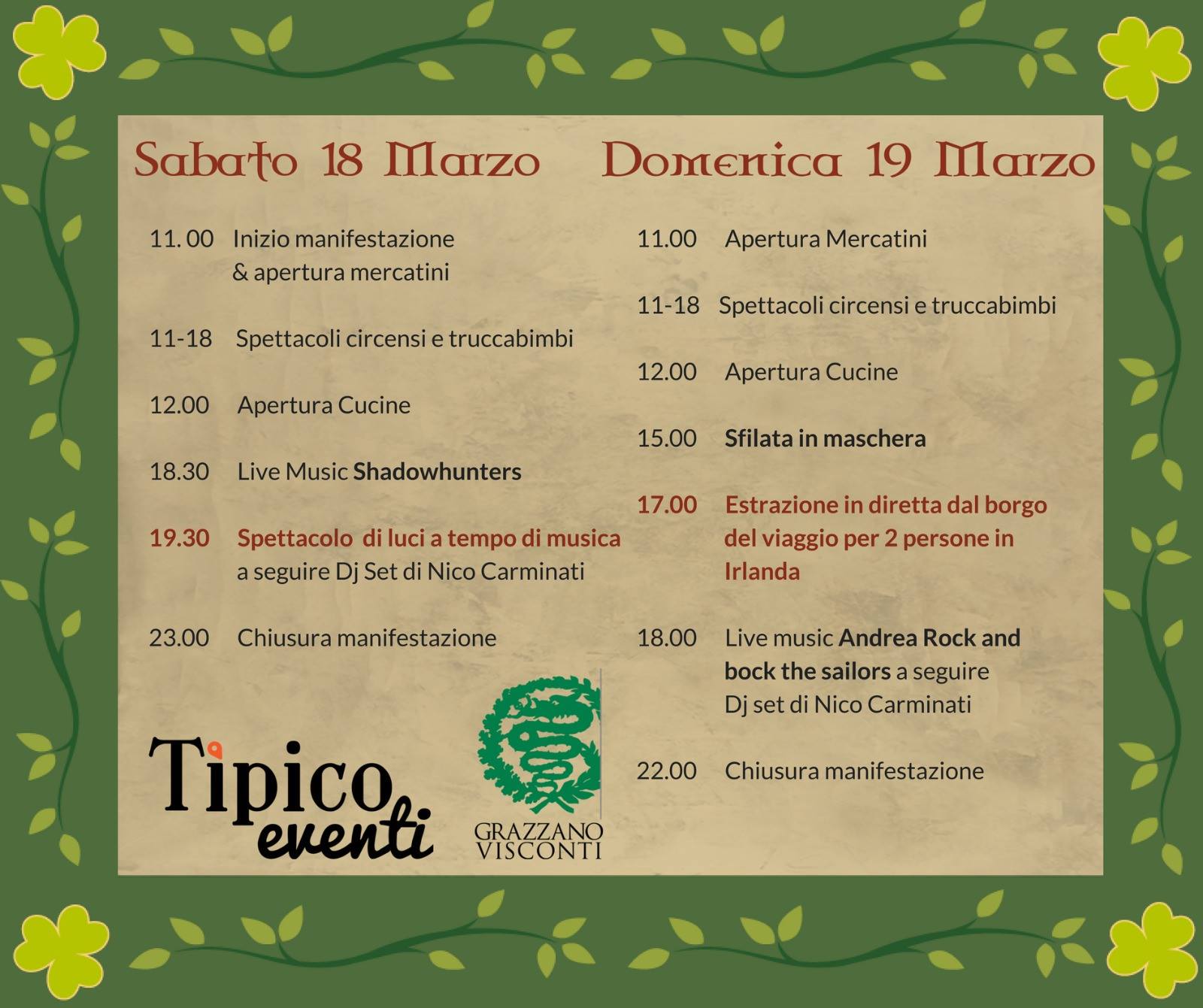 San Patrizio 2017 Programma